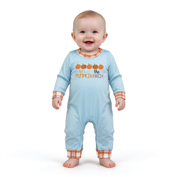 RTS LR1189 baby girl clothes halloween pumpkin embroidery print long sleeve romper