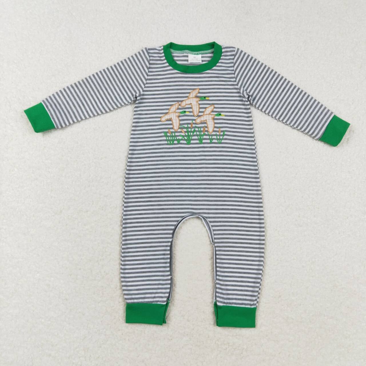 LR1217 RTS baby boy clothes embroidery mallard boy winter romper