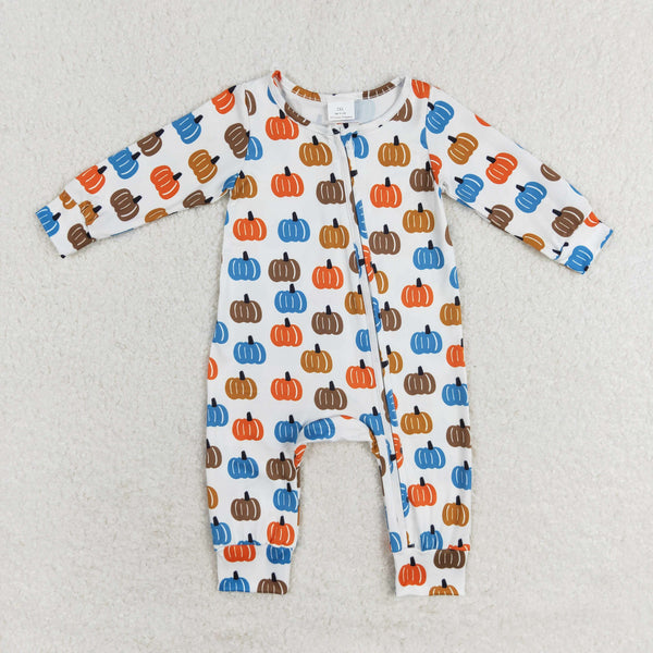 LR1218 RTS baby boy clothes pumpkin boy thanksgiving winter romper