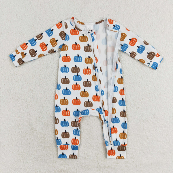 LR1218 RTS baby boy clothes pumpkin boy thanksgiving winter romper