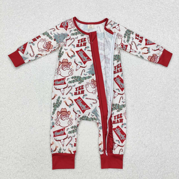 RTS baby christmas matching clothes santa claus winter pajamas set howdy western clothes-bamboo