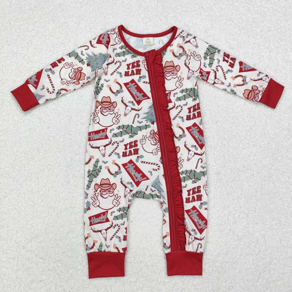 RTS baby christmas matching clothes santa claus winter pajamas set howdy western clothes-bamboo