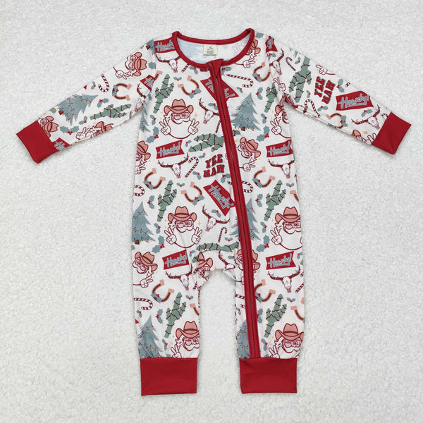 RTS baby christmas matching clothes santa claus winter pajamas set howdy western clothes-bamboo