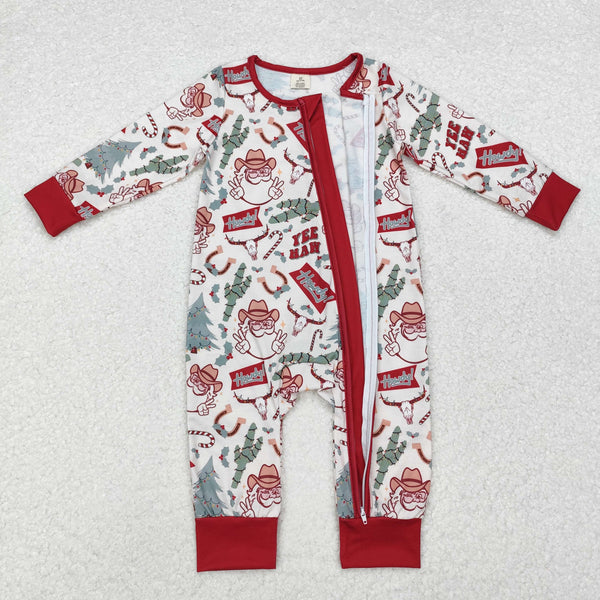 RTS baby christmas matching clothes santa claus winter pajamas set howdy western clothes-bamboo