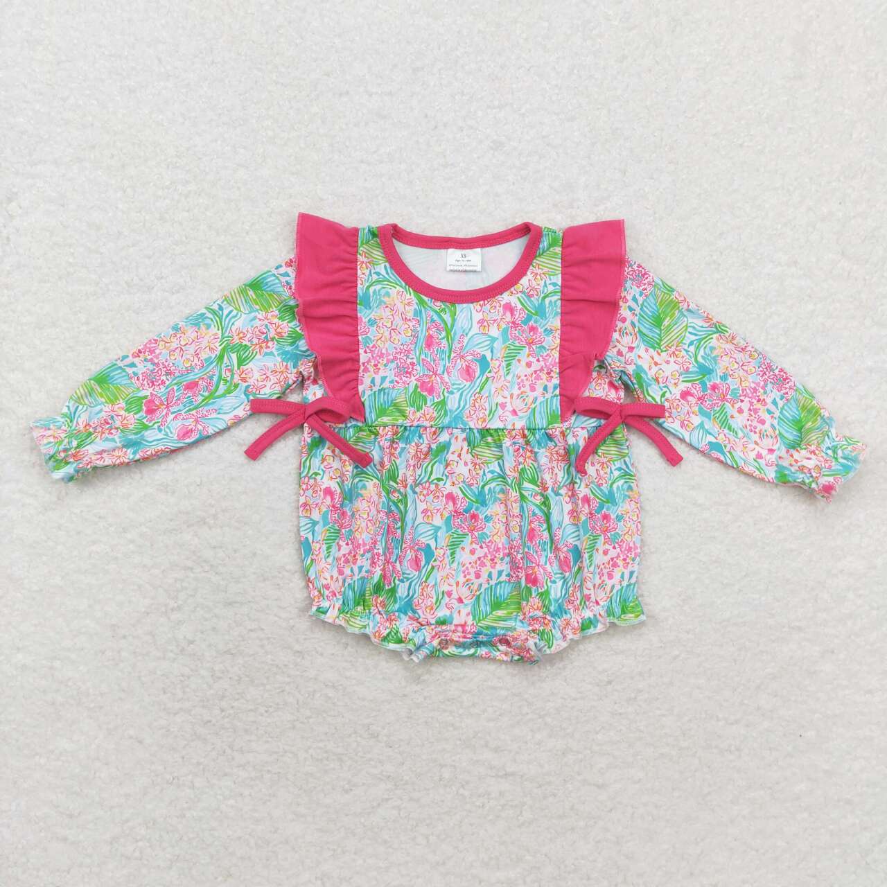 LR1295 RTS baby girl clothes pink  floral girl winter bubble