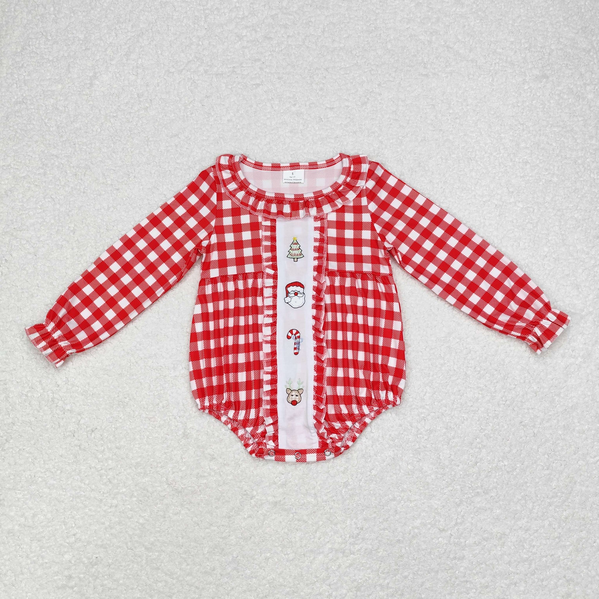 LR1302 RTS baby girl clothes embroidery santa girl christmas winter bubble