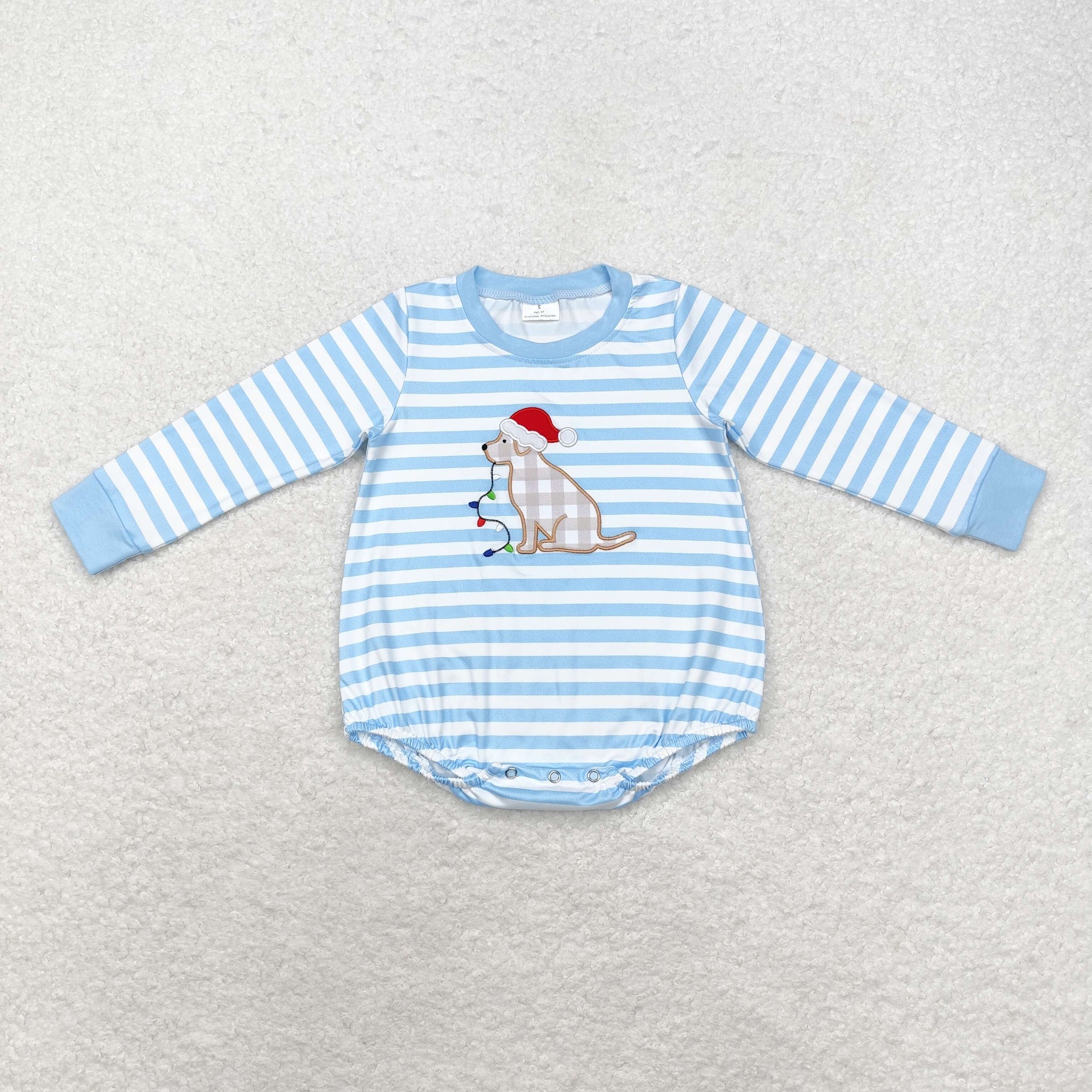 LR1307 RTS baby  boy clothes dog boy christmas winter bubble embroidery