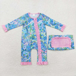 LR1339 RTS baby girl clothes floral girl winter romper-BAMBOO