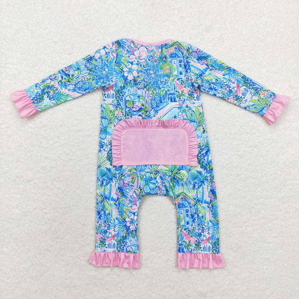 LR1339 RTS baby girl clothes floral girl winter romper-BAMBOO