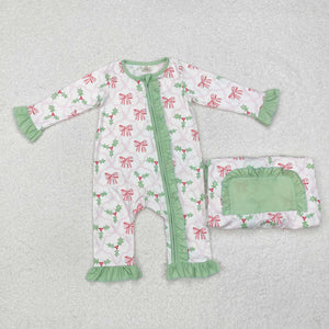 LR1344 RTS baby girl clothes bows girl winter christmas romper-bamboo