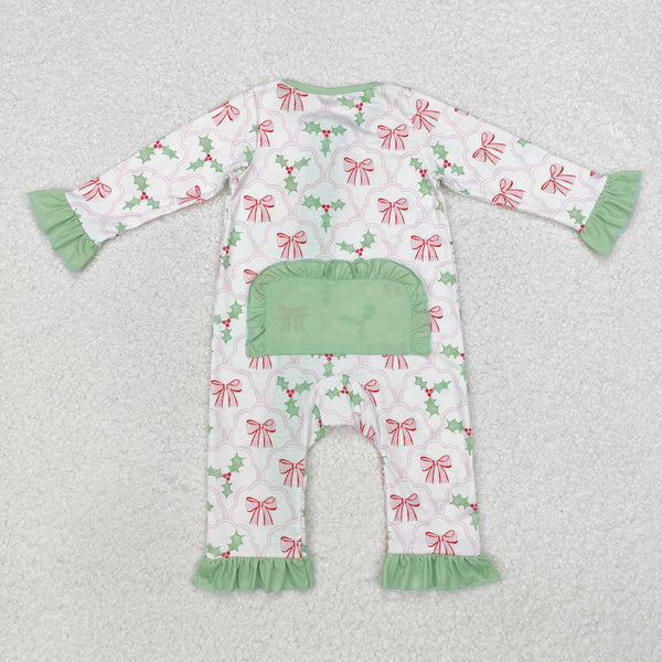 LR1344 RTS baby girl clothes bows girl winter christmas romper-bamboo