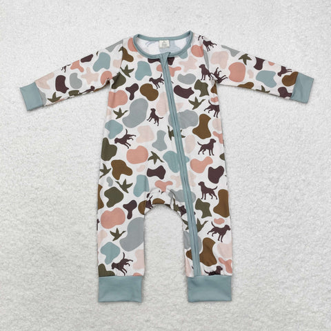 LR1387 RTS baby boy clothes hunting camo boy winter romper