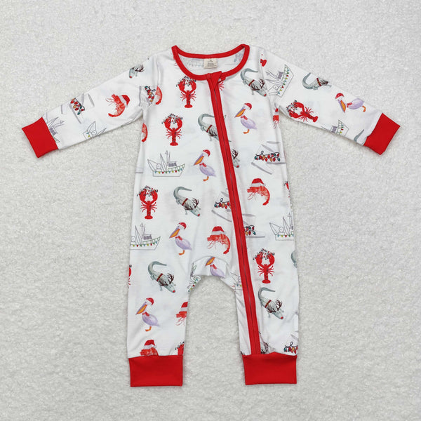 LR1399 RTS Bamboo baby boy clothes crawfish boy  winter romper