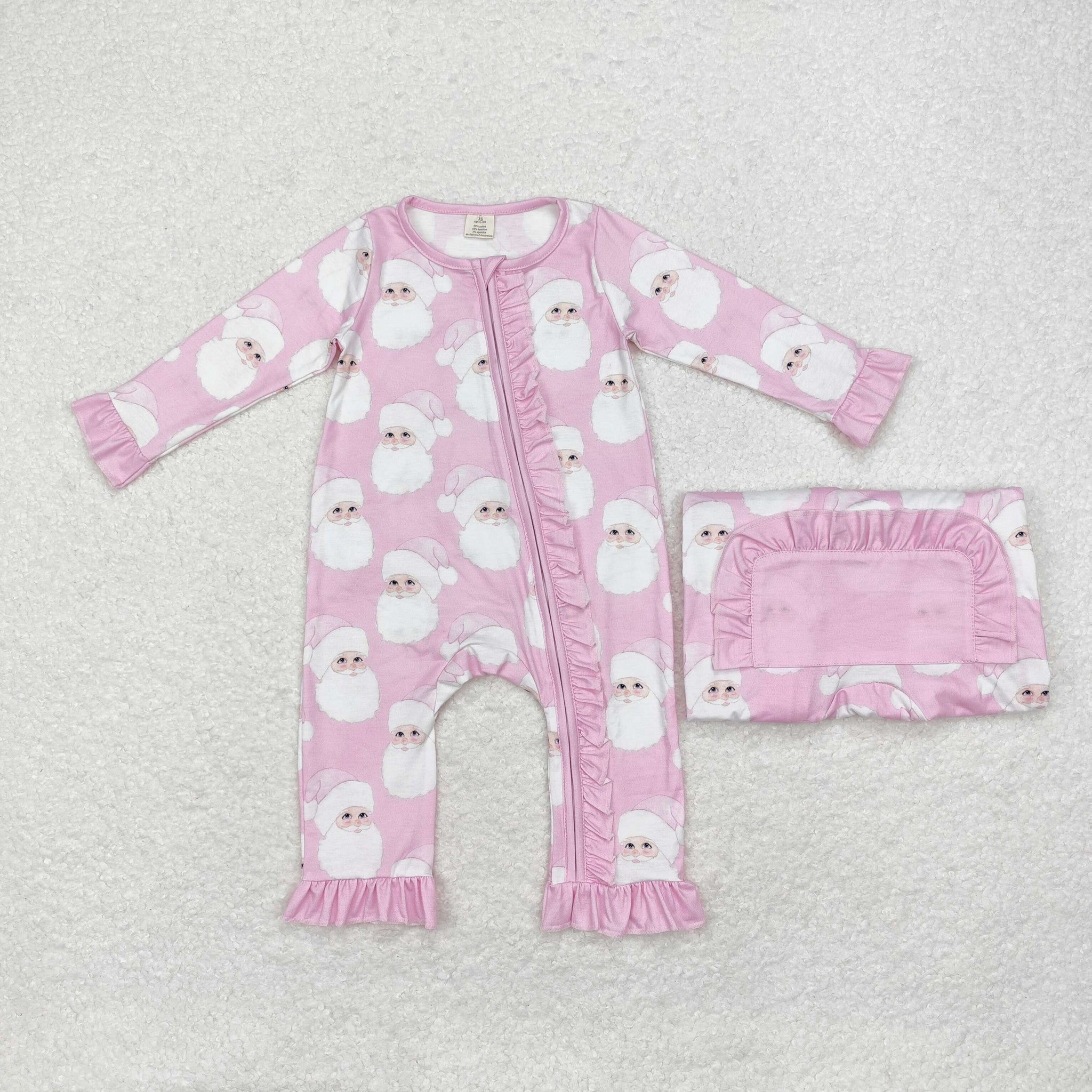 LR1414 RTS bamboo baby girl clothes santa claus girl christmas winter romper