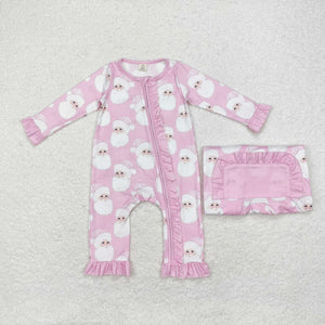 LR1414 RTS bamboo baby girl clothes santa claus girl christmas winter romper