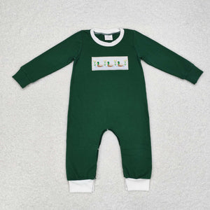 LR1465 RTS baby boy clothes embroidery mallard boy winter romper