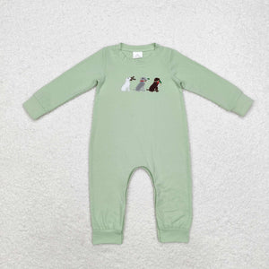 LR1496 RTS baby boy clothes embroidery mallard boy winter romper