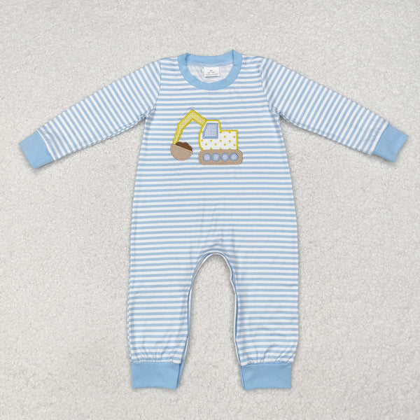 LR1617 RTS baby  boy clothes embroidery truck boy winter romper embroidery