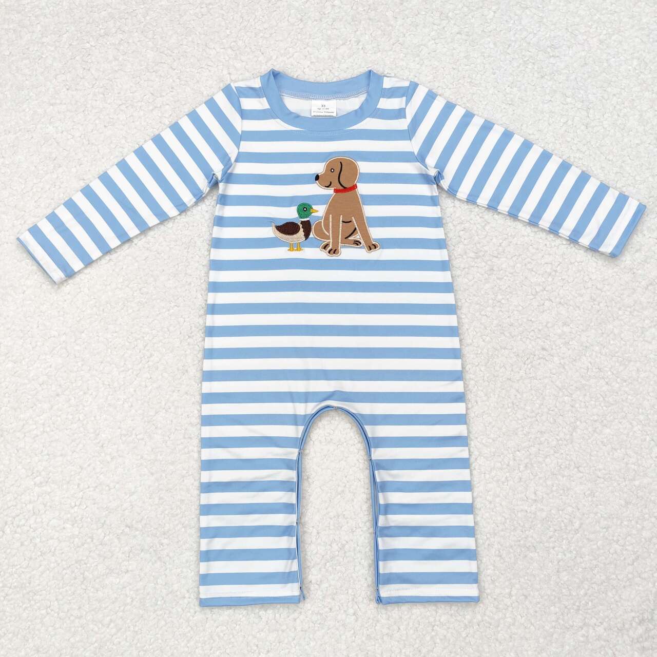 LR1644 RTS baby  boy clothes mallard dog embroidery boy winter romper