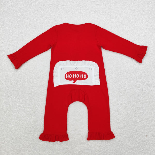 LR1668 RTS baby girl clothes red santa claus baby christmas romper  embroidery