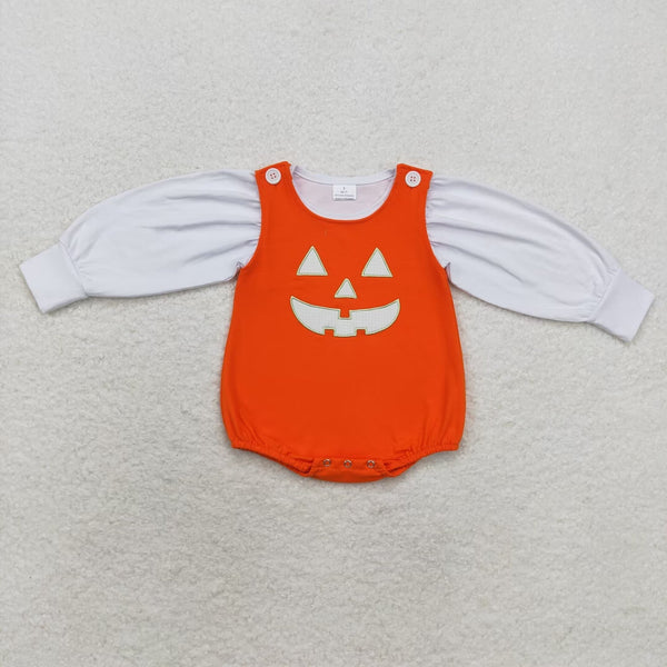 LR1702 baby girl  clothes embroidered smiley girl halloween romper  set