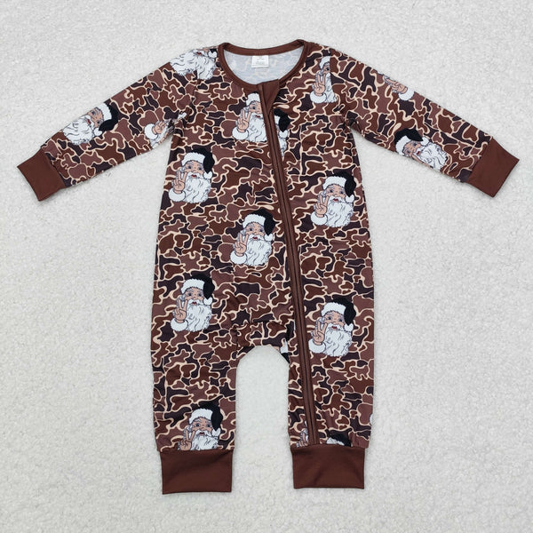 RTS Matching clothing christmas santa camo print kid short sleeve romper top pant fall clothing-2026.9.28