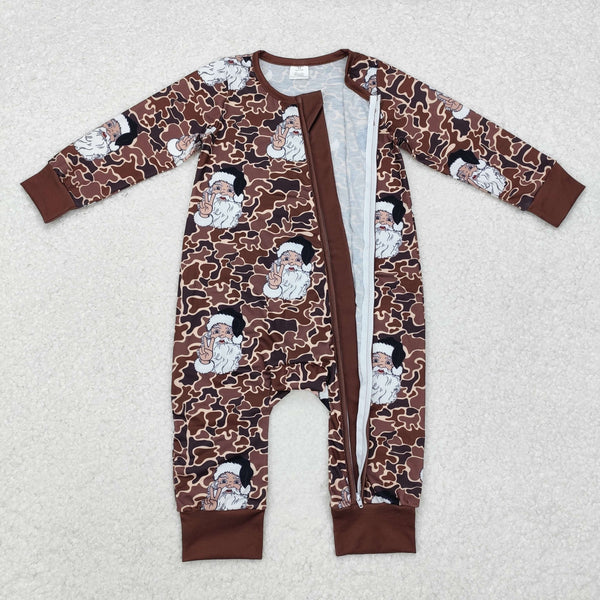 RTS Matching clothing christmas santa camo print kid short sleeve romper top pant fall clothing-2026.9.28
