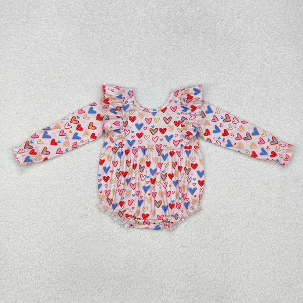 LR1917 RTS baby girl clothes heart girl valentines day bubble clothes