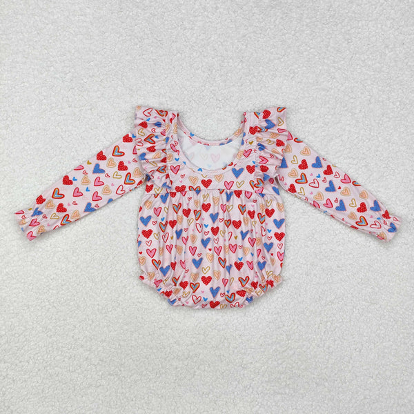 LR1917 RTS baby girl clothes heart girl valentines day bubble clothes