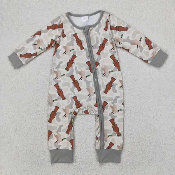 LR2063 RTS baby boy clothes mallard camo boy winter romper zip romper