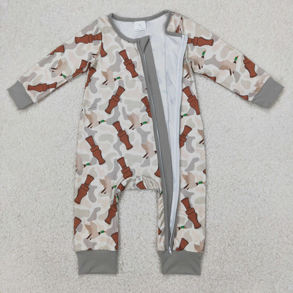 LR2063 RTS baby boy clothes mallard camo boy winter romper zip romper