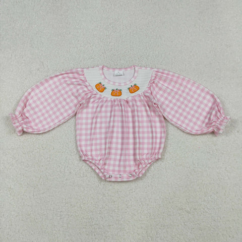 LR2181 RTS baby girl halloween bubble pumpkin smock girl fall bubble