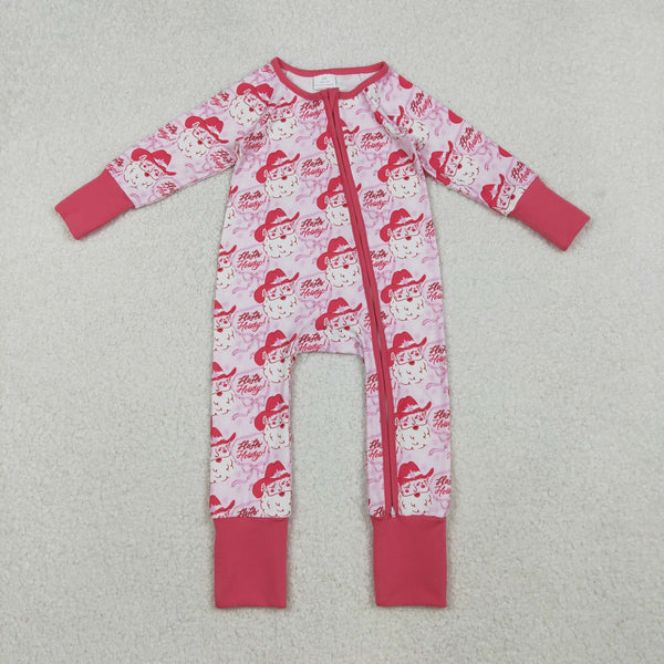 LR2243 RTS baby girl clothes santa toddler girl christmas winter romper zip romper