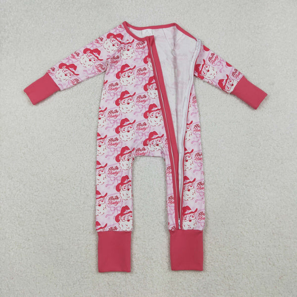 LR2243 RTS baby girl clothes santa toddler girl christmas winter romper zip romper