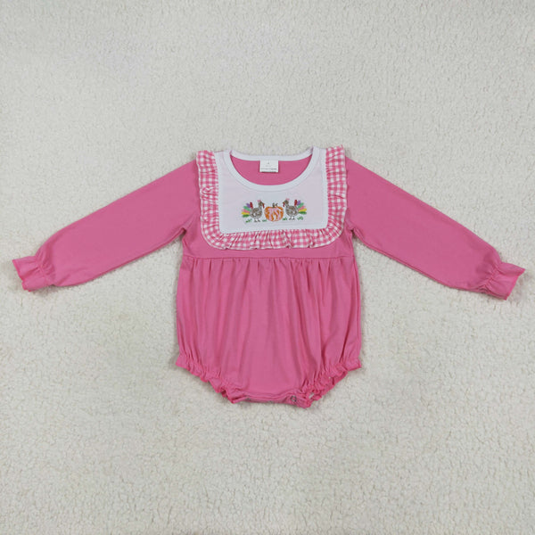 LR2287 RTS baby girl clothes turkey toddler girl thanksgiving winter embroidery bubble
