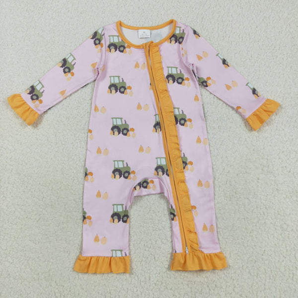 LR2336 RTS baby girl clothes pumpkin  toddler girl winter romper