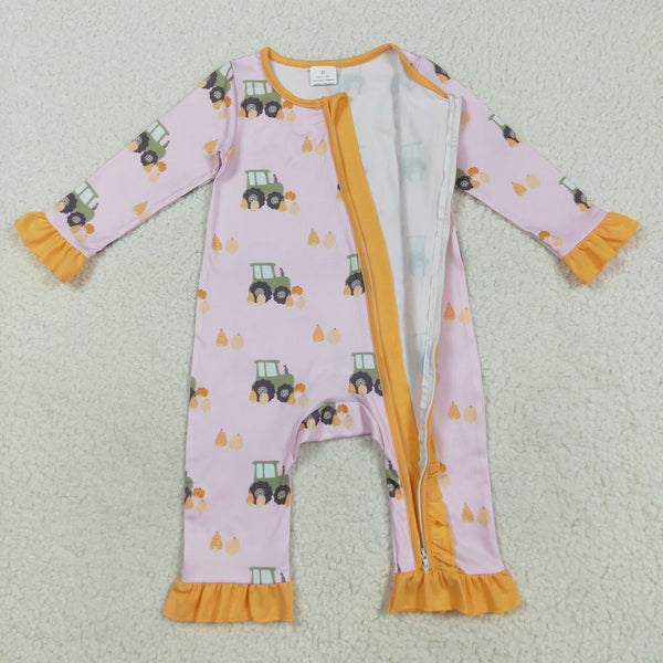 LR2336 RTS baby girl clothes pumpkin  toddler girl winter romper