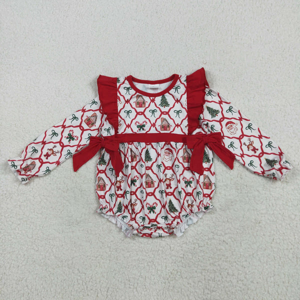 LR2352 RTS baby girl clothes bows girl winter christmas bubble