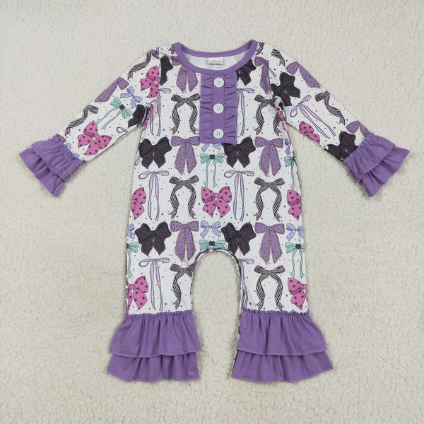 RTS kids matching clothing purple bows print clothing girl fall clothing-2025.7.28