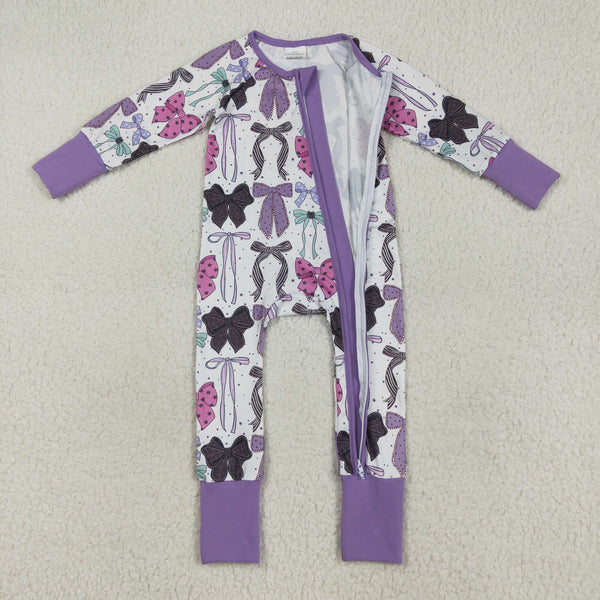 RTS kids matching clothing purple bows print clothing girl fall clothing-2025.7.28