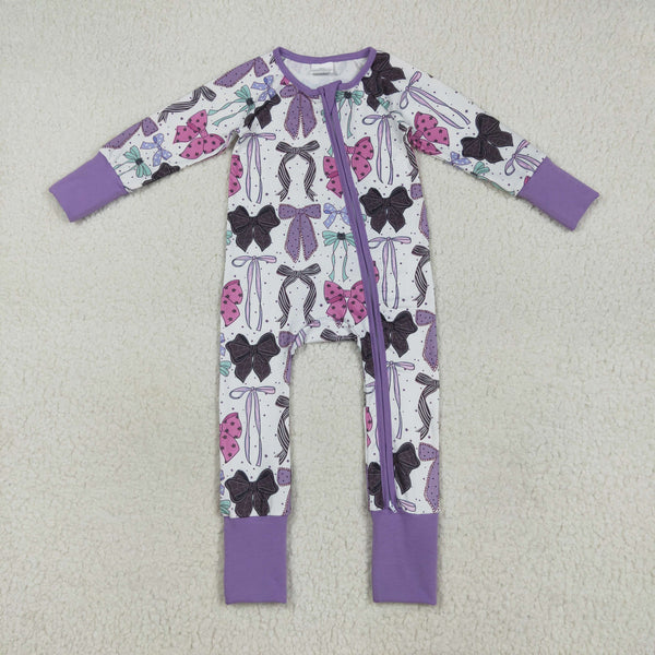RTS kids matching clothing purple bows print clothing girl fall clothing-2025.7.28