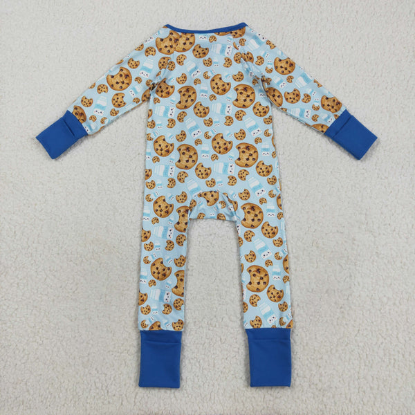 LR2397 RTS baby boy clothes cookies boy winter romper zip romper