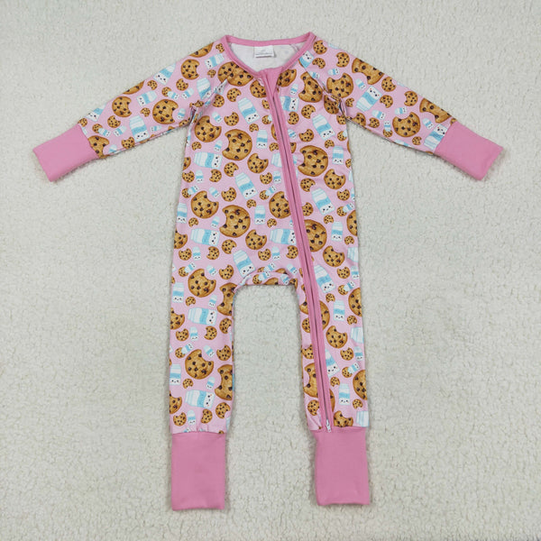 LR2398 RTS baby girl clothes milk cookies girl winter romper