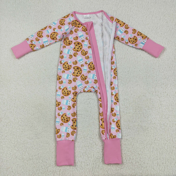 LR2398 RTS baby girl clothes milk cookies girl winter romper
