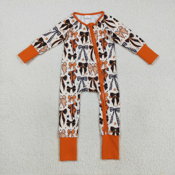 LR2409 RTS boy clothes bows boy winter halloween romper zip romper