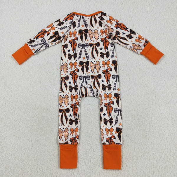 LR2409 RTS boy clothes bows boy winter halloween romper zip romper