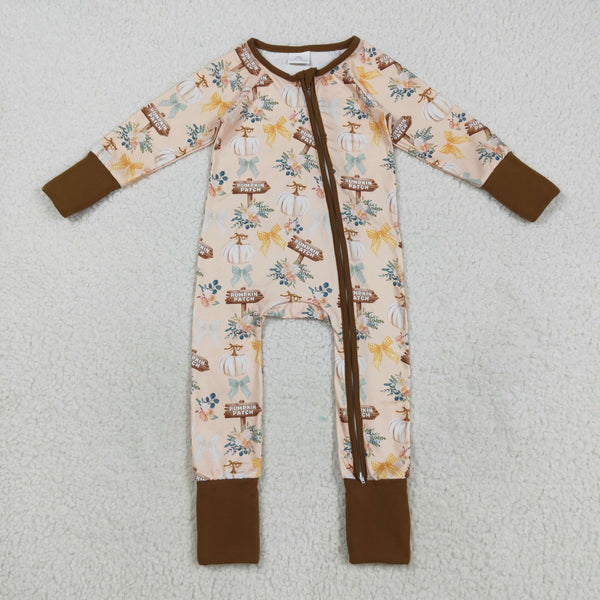LR2462 RTS baby boy clothes pumpkin boy winter romper