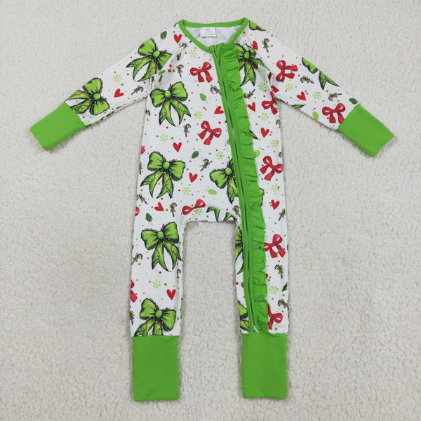 LR2482 RTS baby girl clothes bows St. Patrick's Day girl christmas winter romper