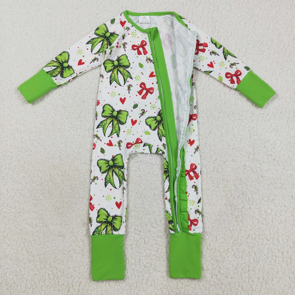 LR2482 RTS baby girl clothes bows St. Patrick's Day girl christmas winter romper