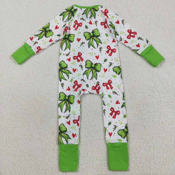 LR2482 RTS baby girl clothes bows St. Patrick's Day girl christmas winter romper